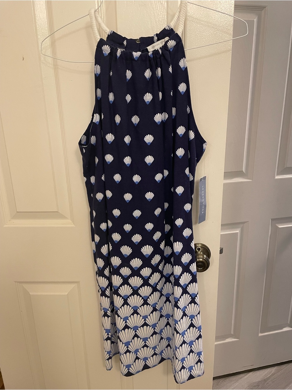 London Times navy print halter dress Sz 10, NWT
